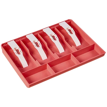 

4 Bills and 3 Coins Cashier Drawer Cash Collection Box Insert Tray for Market Bank Home (Rosy)