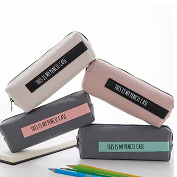 

Storage Bag Makeup Pouch Large Capacity Simple Desk Organizer Pencil Case Canvas Multipurpose Office Supplies School Stationery