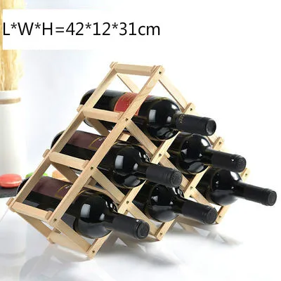 H 6 Bottles Винный Стеллаж Европейский Твердый Деревянный Складной Винный Стеллаж креативный деревянный складной дисплей для шампанского домашний винный шкаф - Цвет: H 6 Bottles