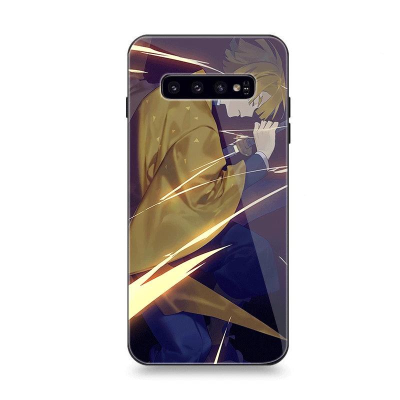 Чехол для телефона Стекло для samsung A70 A50 A30 A40 A20 A60 A10 S7 край S8 S9 S10 Plus Note 8 9 крышка Agatsuma Zenitsu демон убийца