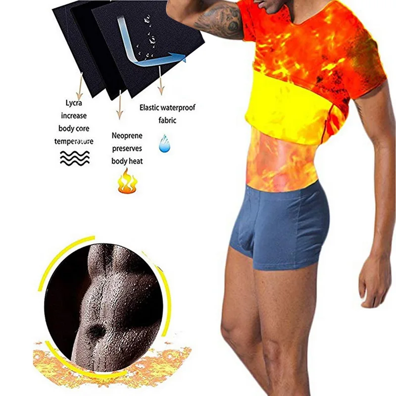 2019 Men Slimming Body Shapers Tummy Shaper T shirt Bodybuilding Compression Fat Burn Chest Tummy Tops Corset