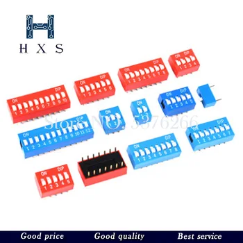 

10PCS Slide Type Switch Module 1 ~ 12 Bit 2.54mm Position Way DIP Blue Pitch Toggle Switch Blue Snap Switch For PCB 8PIN 6PIN