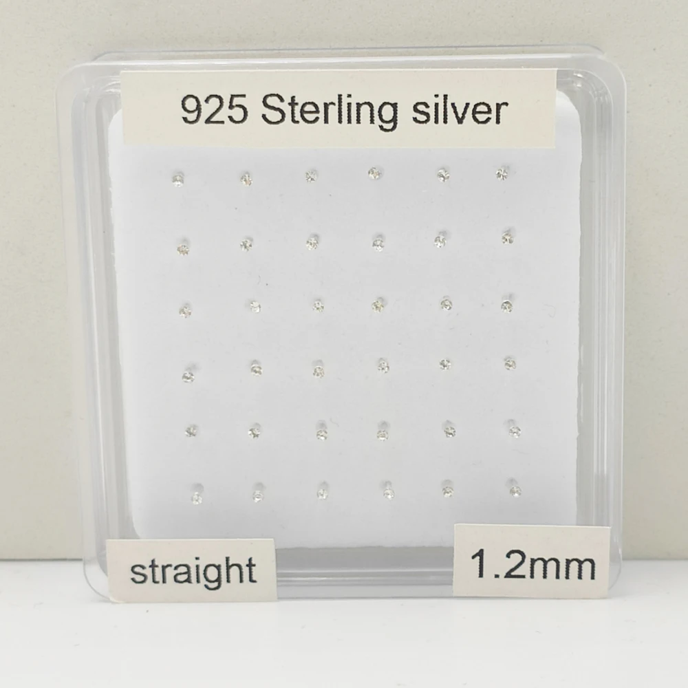 Nose Piercings 925 Sterling Silver Nose Studs Ring 1.2mm Tiny Nose Piercing Bone clear crystal nariz Piercing Body jewelry 36pcs