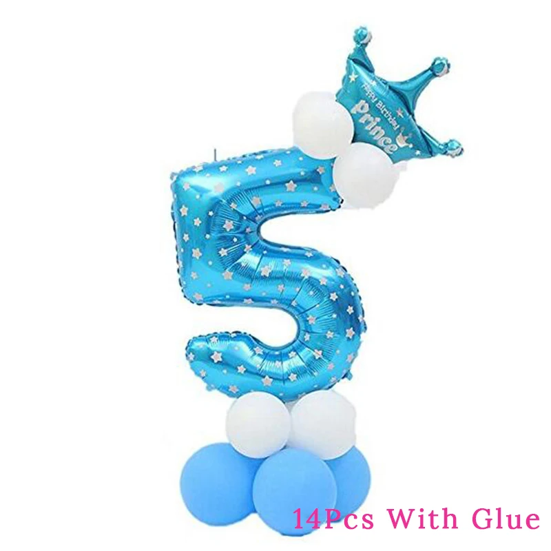14pcs balloon F С днем рождения баннер воздушный шар гирлянда 12 месяцев 1 год День рождения фоторамка детский душ 1st Дети День рождения украшения ребенок - Цвет: 14pcs balloon F