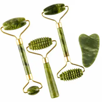 

Massager For Face Jade Roller Facial Skin Care Tools Natural Gouache Scraper Body Back Beauty Slimming Massagers Roller Set