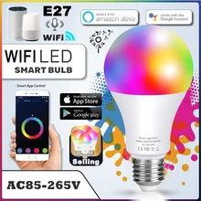 Inteligente wi fi lâmpadas rgb b22 e27 app controle conectado alexa led luz ou controle remoto led lampas decoração festa lâmpada de automação residencial
