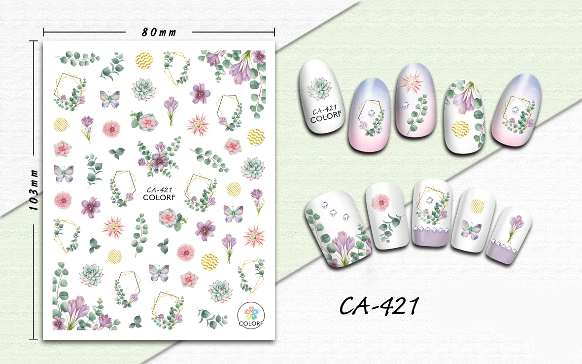 3D Nail Sticker Pink Flowers Line Design Stickers for Nails Manicure Decals Decoration Art Accessories | Красота и здоровье