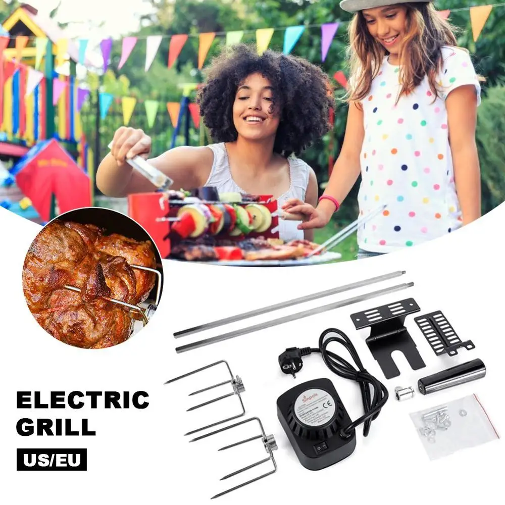 Automatic BBQ Grill Rotisserie Electric Motor Metal Spit Roaster Rod Charcoal Pig Chicken Beef Barbecue for Outdoor | Дом и сад