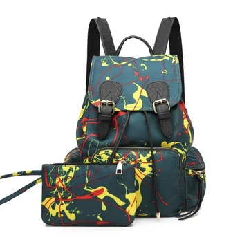 

Women Backpack Waterproof Nylon Graffiti Female Bags Kit Brand Designer Drawstring Teenage Girl Backpacks School Bags Clutch