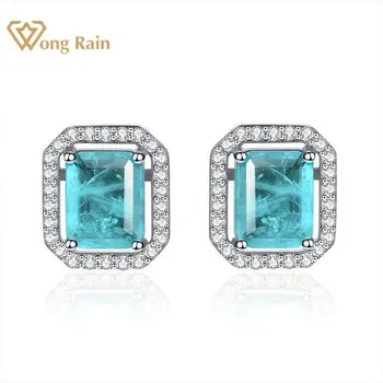 

Wong Rain 925 Sterling Silver Created Moissanite Paraiba Tourmaline Gemstone Diamonds Ear Studs Earrings Fine Jewelry Wholesale