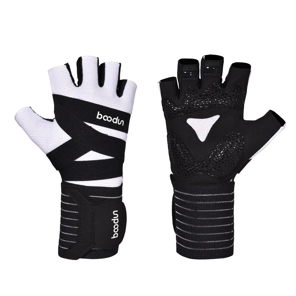 New Men Women Gym Special Fitness Gloves Half Finger Lengthened Wrist Yoga Gloves Dumbbell Barbell Weightlifting Gloves S/M L/XL - Цвет: White