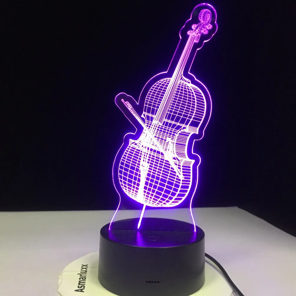 3D Led Виолончель моделирование ночные светильники 7 Красочные Музыкальные инструменты настольная лампа Usb спальня освещение сна светильники Декор игрушки подарки