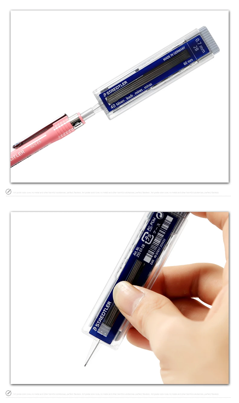 1 трубка Германия STAEDTLER 255 2B/HB 0,5 мм 0,7 мм механический карандаш заправка 40 проводов на трубу подходит для всех типов