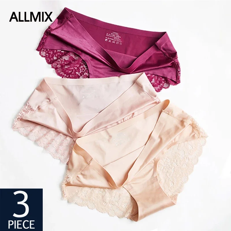 Комплект женского нижнего белья ALLMIX бесшовные кружевные трусы с низкой талией 3
