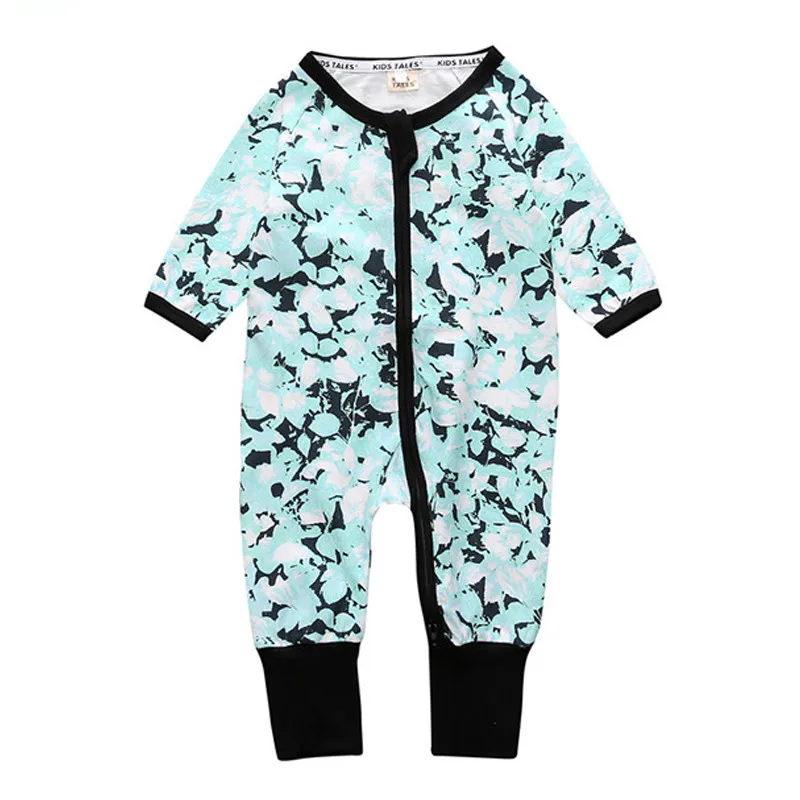 New Cartoon Print Baby Boys Girls Bodysuit Newborn Infant Toddler Jumper Sleepsuit Pajama Cotton Zips Jumpsuit Long Sleeve 0-24M Cute Infant Baby Girls Romper