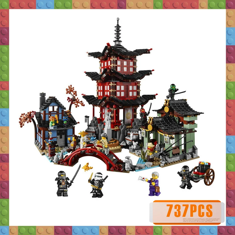 

737pcs Diy Temple of Airjitzu Ninjagoes Smaller Version Building Blocks Set Compatible with Legoinglys Toy for Kids Bricks