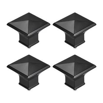 

uxcell 4pcs Curtain Rod Finials,Plastic End for 16mm Dia(Max.) Rod,M5 Thread Dia,Square Design, Black Tone