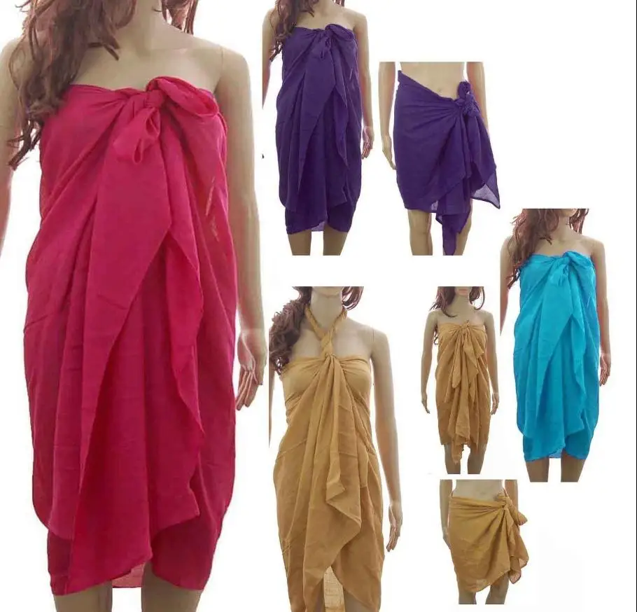 PLAIN LARGE SARONG BEACH POOL COVER UP SWIMWEAR WRAP PAREO FREE SIZE 180 X 100cm 1
