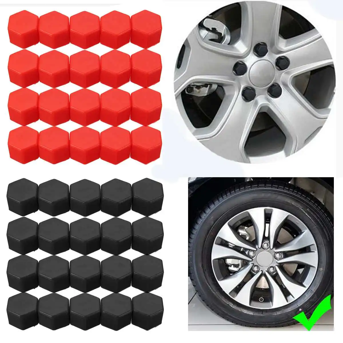 20Pcs Silicone Car Wheel Hub Screw Cover Nut Caps for Volkswagen VW Golf 4 6 7 GTI Tiguan Passat B5 B6 B7 CC | Автомобили и