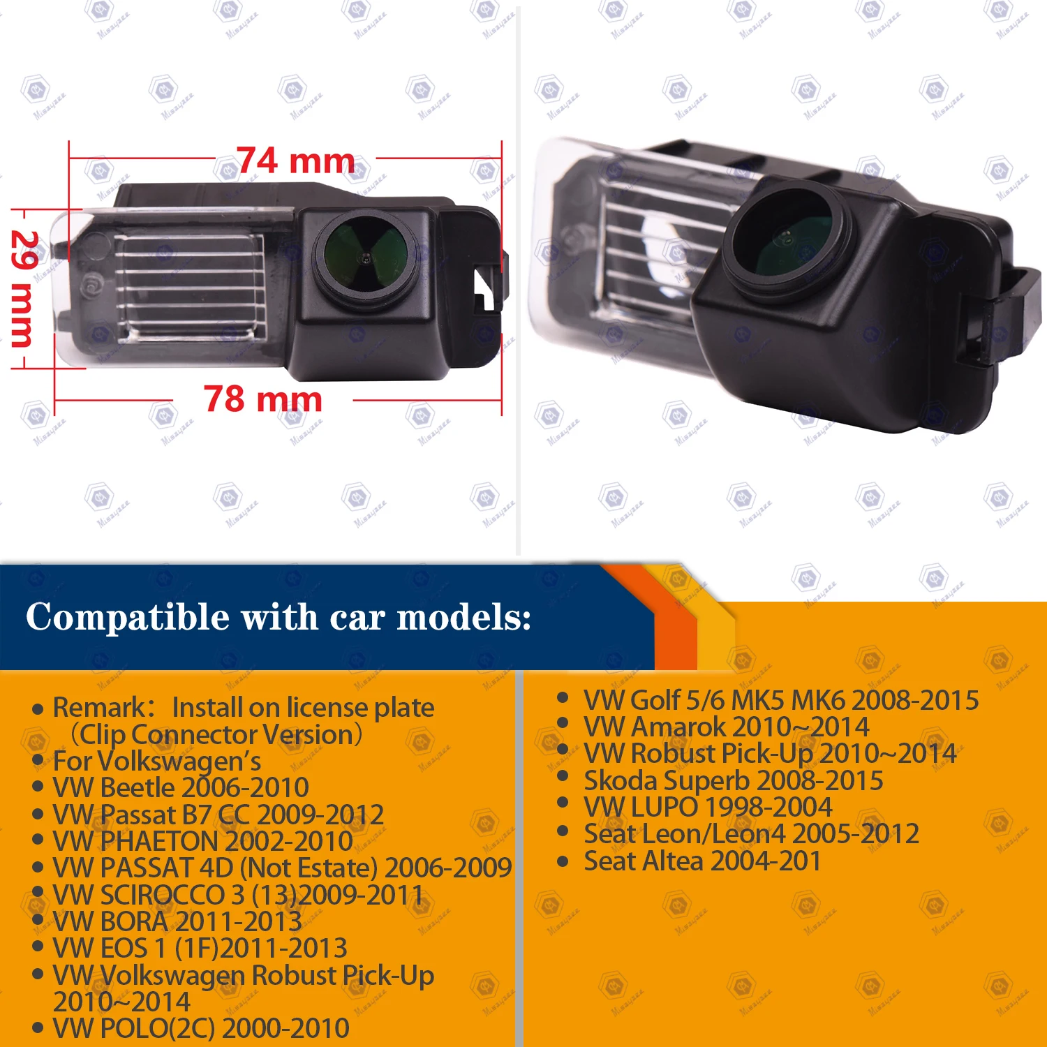 

HD 1280*720P Rear View Backup Camera for GOLF VI 6 MK6 SCIROCCO EOS LUPO/PASSAT B7 CC PHAETON BEETLE/Seat Leon/Seat Leon 3