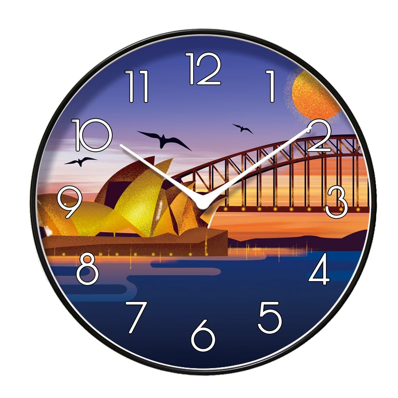 

Round Creative Mute Modern Design Large Wall Clock Clocks for Home Kitchen Living Room Decor Battery Operated Silent