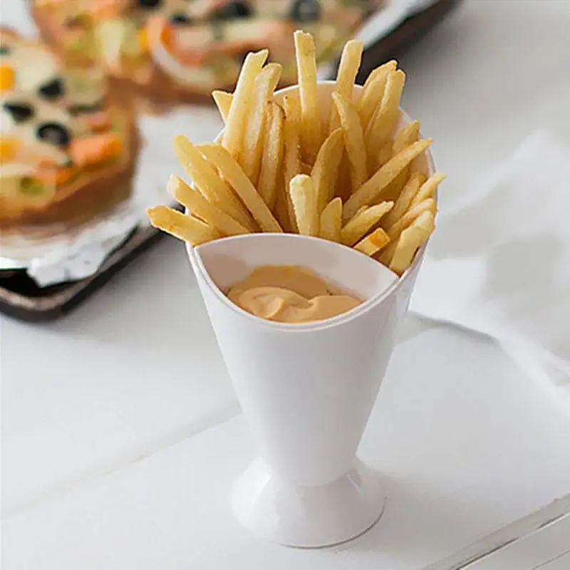 Dipper Fry Snack Cone Stand French Fries Sauce Ketchup Cup Holder Dip G6G7