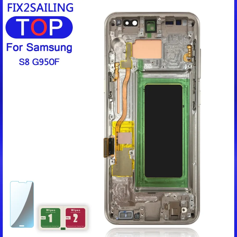 Для samsung Galaxy S8 G950F G950FD G9500 G950U ЖК-дисплей протестированный рабочий сенсорный экран рамка в сборе