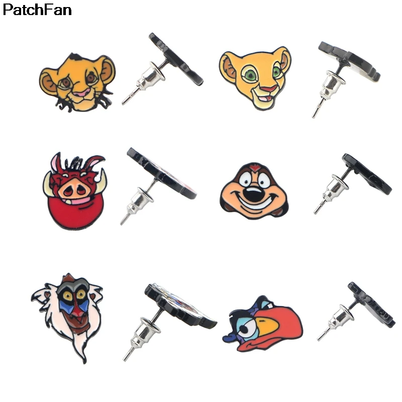

Patchfan cartoon lion king cute earrings enamel Charm Cute creative para party favor women Souvenir present jewelry A2584