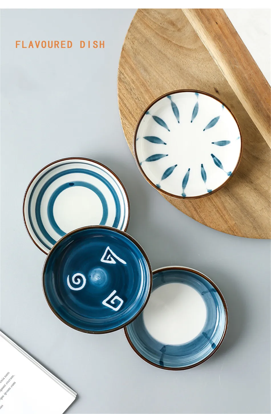 Kitchen Ceramic Dish Assorted Seasoning Mini Plate Dipping Sauce Vinegar Bowl Japanese Creative Tableware Home Dish Dinner Plate