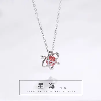 

TSHOU13 Strawberry Crystal Necklace S925 Sterling Silver Pendant Female Simple Jewelry