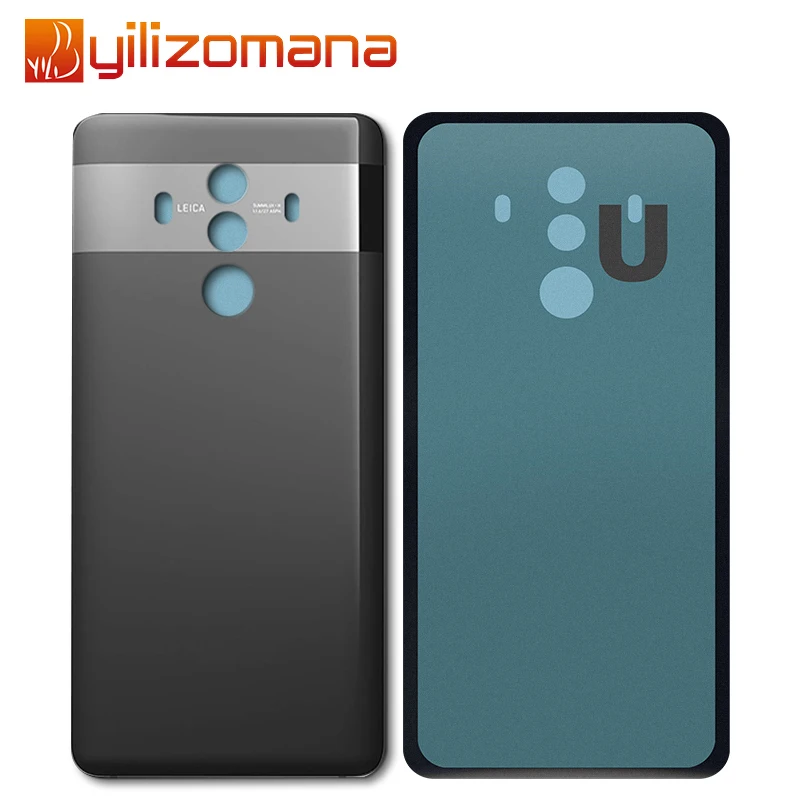 YILIZOMANA HUAWEI mate 10 Pro Стеклянная Крышка батарейного отсека запасная задняя дверь чехол на заднюю крышку чехол 6 дюймов клейкая наклейка - Цвет: Black