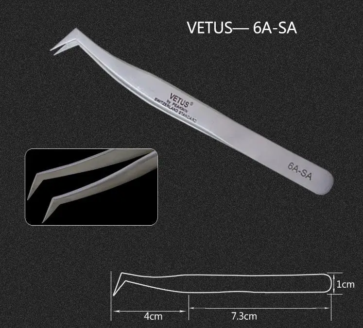 VETUS Пинцет для ресниц, инструменты для наращивания ресниц, вспомогательный ремонт, сверхтонкий Высокоточный Пинцет для ресниц из нержавеющей стали - Цвет: 6A-SA