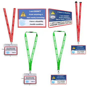 

Mask Exemption Card Travel ID Card With Badge Holder And Lanyard No Face Covering Anti-Lost Clip Nurse Accessories