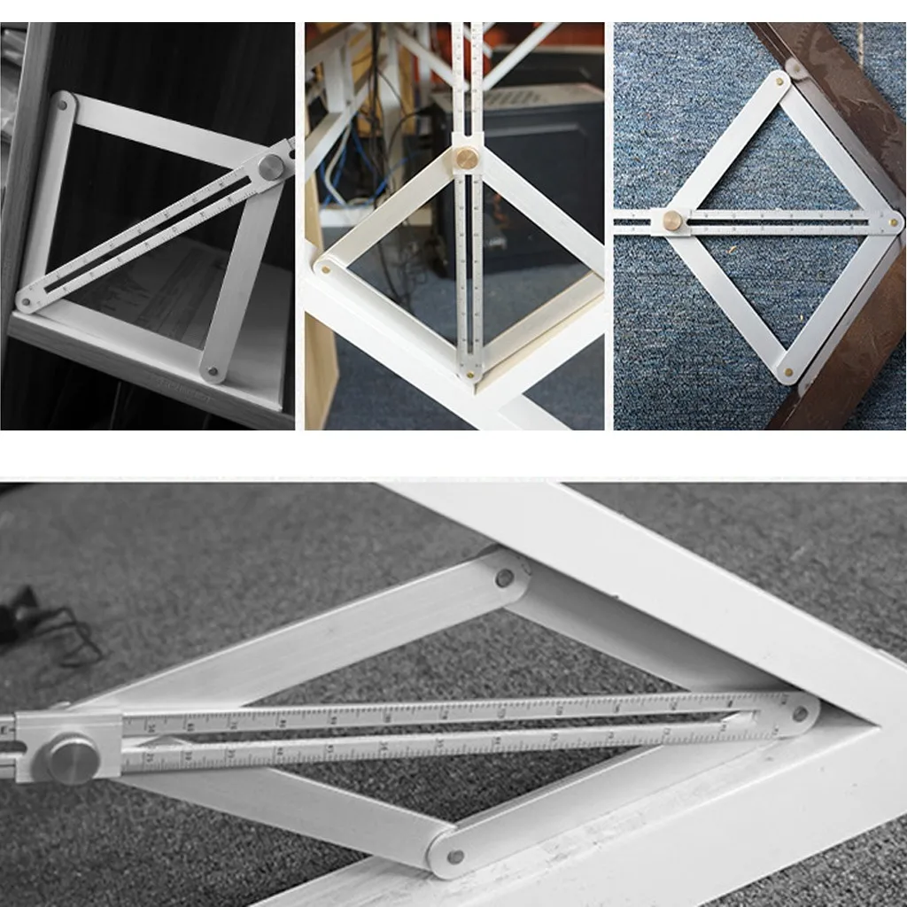

50^1pc 38cm Measuring Ruler Multi-function Protractor Aluminum Alloy Corner Angle Finder Ceiling Artifact Square Protractor Tool