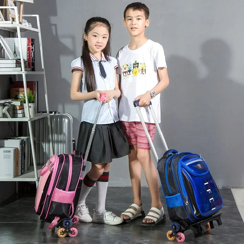 

Girls' Backpack Drag of Slidable Bag Young STUDENT'S Trolley Bag Pulley Hand Pull Can Towbar School Bag Backpack