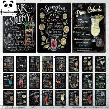 

Cocktail Mojito Metal Sign Plaque Metal Vintage Pub Tin Sign Wall Art Decor For Bar Pub Club Man Cave Retro Metal Poster