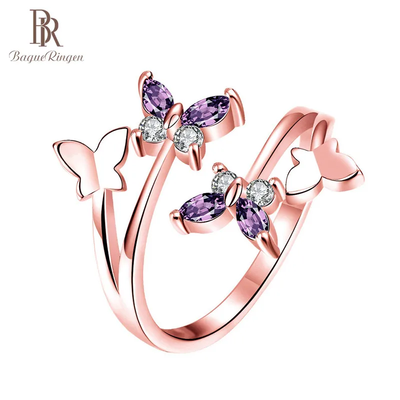 Bague Ringen Серебро 925 Ювелирное кольцо корейский стиль аметист драгоценный камень цветок Форма Открытие регулируемое кольцо для женщин высокое качество