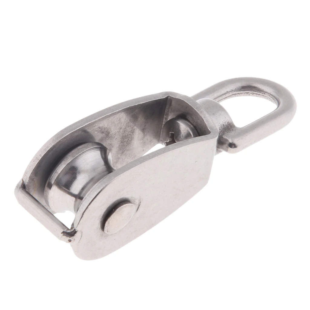 4Pcs 304 Stainless Steel Single Swivel Pulley Block with Swivel Eye M15