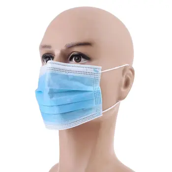

50Pcs 3 Layers Disposable Mouth Mask Melt-Blown Non-Woven Earloop Mouth-Muffle Anti-Fog PM2.5 Protective Dust Air Pollution