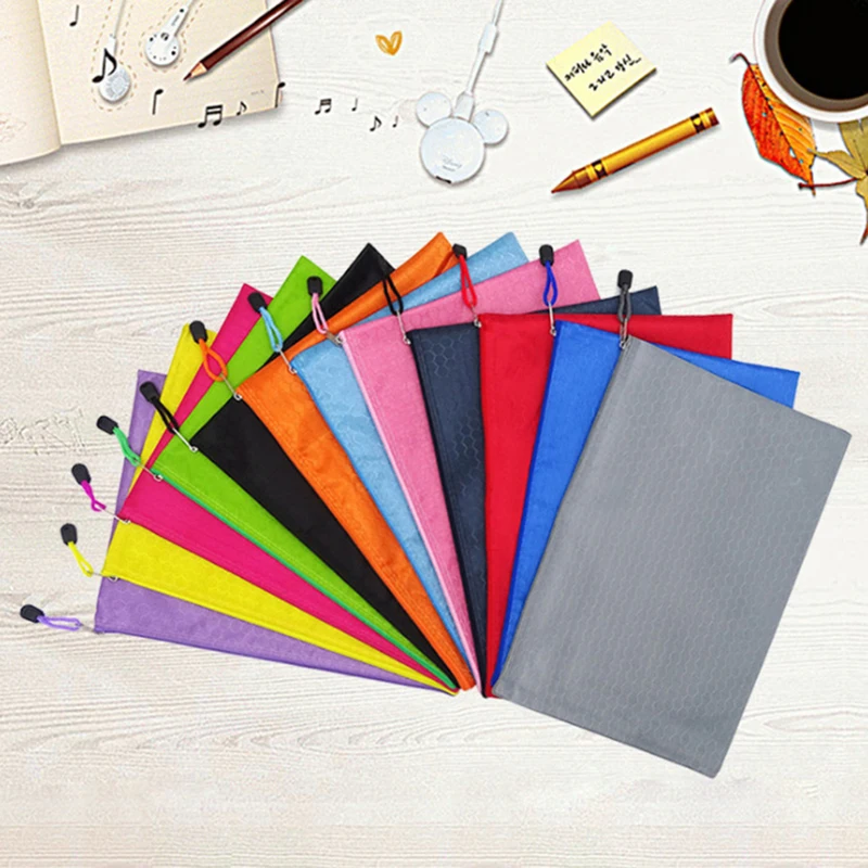 

A4 Canvas File Bag with Football-shaped Lines Information Pack File Bag with Zippers Customized Printing Logo Advertisement