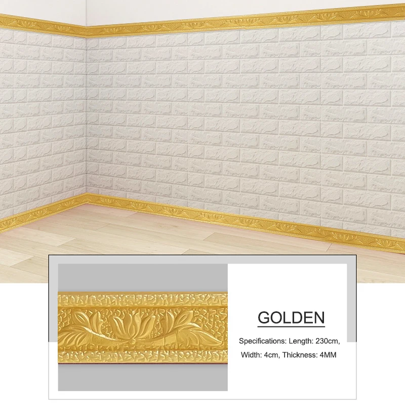 13 Styles 3D Foam Wall Edge Strip Stickers Self Adhesive Waterproof Baseboard Corner Waist Line Sticker Wall Trim Line 2.3M