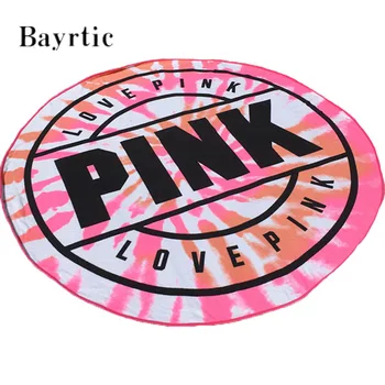 

160cm Round Cotton Letter Beach Towel Quick-drying Bath Towel Cute Thickened Face Shower Towel Soft Fitness Yoga Sports Towel