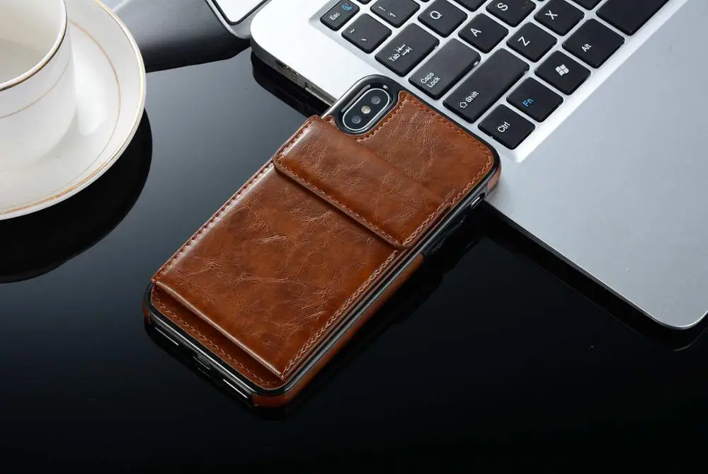 Brown Vertical Flip Wallet Case For iPhone 11 Pro Max 7 7Plus 6 6S Plus 8 8Plus X XR XS Max Magnetic Slim Leather CardHolder Back Case - Цвет: Brown