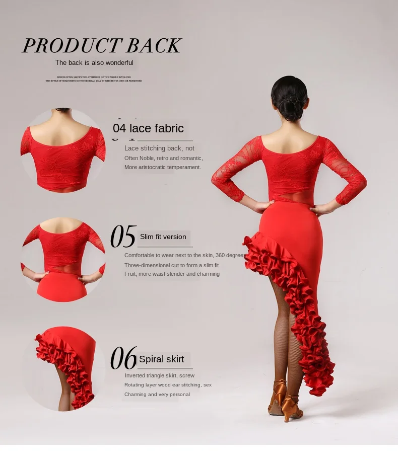 feecolor Silk and Nylon Adult long-sleeved Latin dance custom suit for women