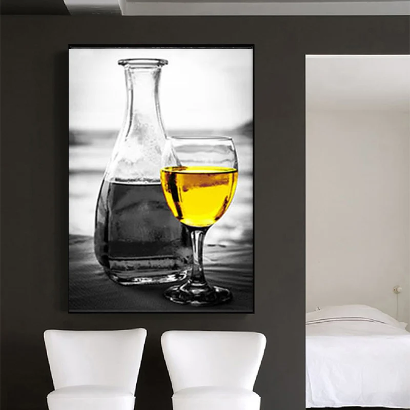 SELFLESS-ART-Romantic-Black-White-Wine-Glasses-Modern-Canvas-Art-Wall-Pictures-Gallery-Dining-Room-Bar (5)