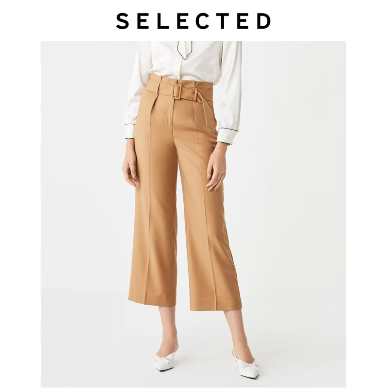 SELECTED Women's Autumn Woolen Belt Design Wide-leg Pants SIG|419318512 SELECTED Women's Autumn Woolen Belt Design Wide-leg Pants SIG|419318512