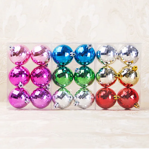 HOT 6Pcs Christmas Tree Baubles Hanging Ornaments Set Plastic Mirror Ball Decoration 6/8cm TI99 | Дом и сад