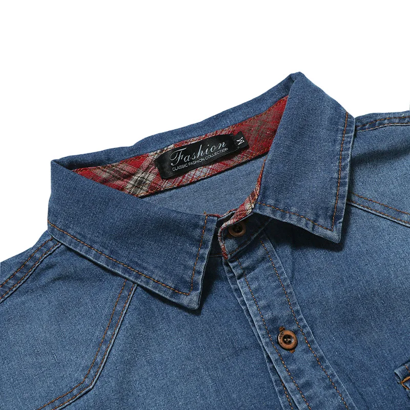 Мужская джинсовая рубашка, Повседневная рубашка с длинным рукавом для ...