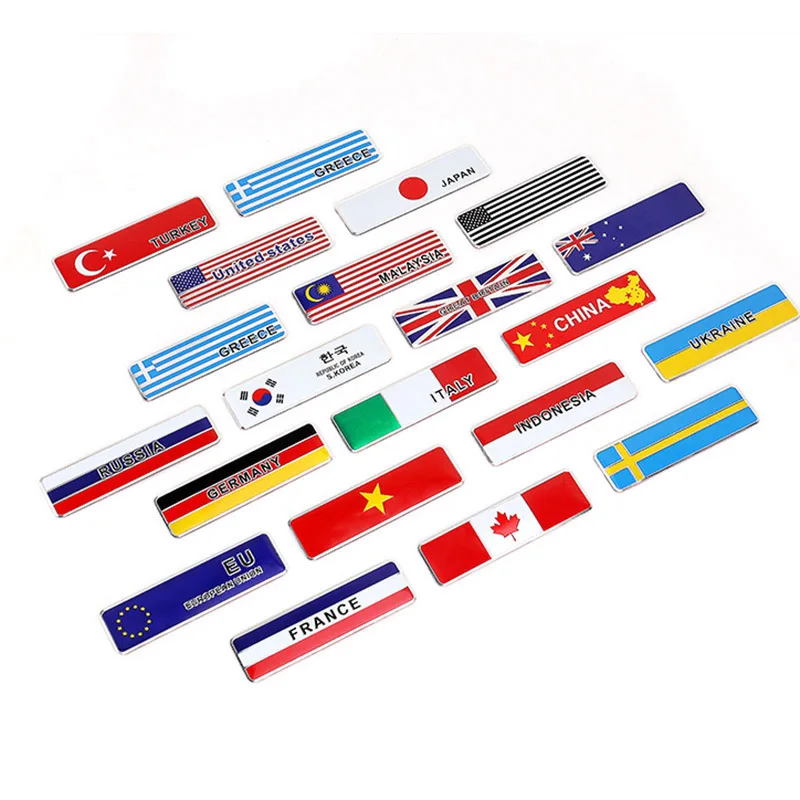 US,Italy,Japan,Greece,Germany,France,Korea Flag Car Sticker Emblem Badge Decals