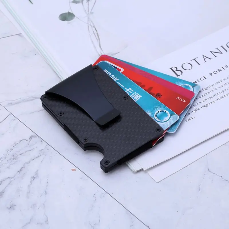 Держатель для карт, денег, денег, RFID, зажим, мужской кошелек, портативный, Противоугонный, из углеродного волокна, тонкий, бизнес, для путешествий, H7ED
